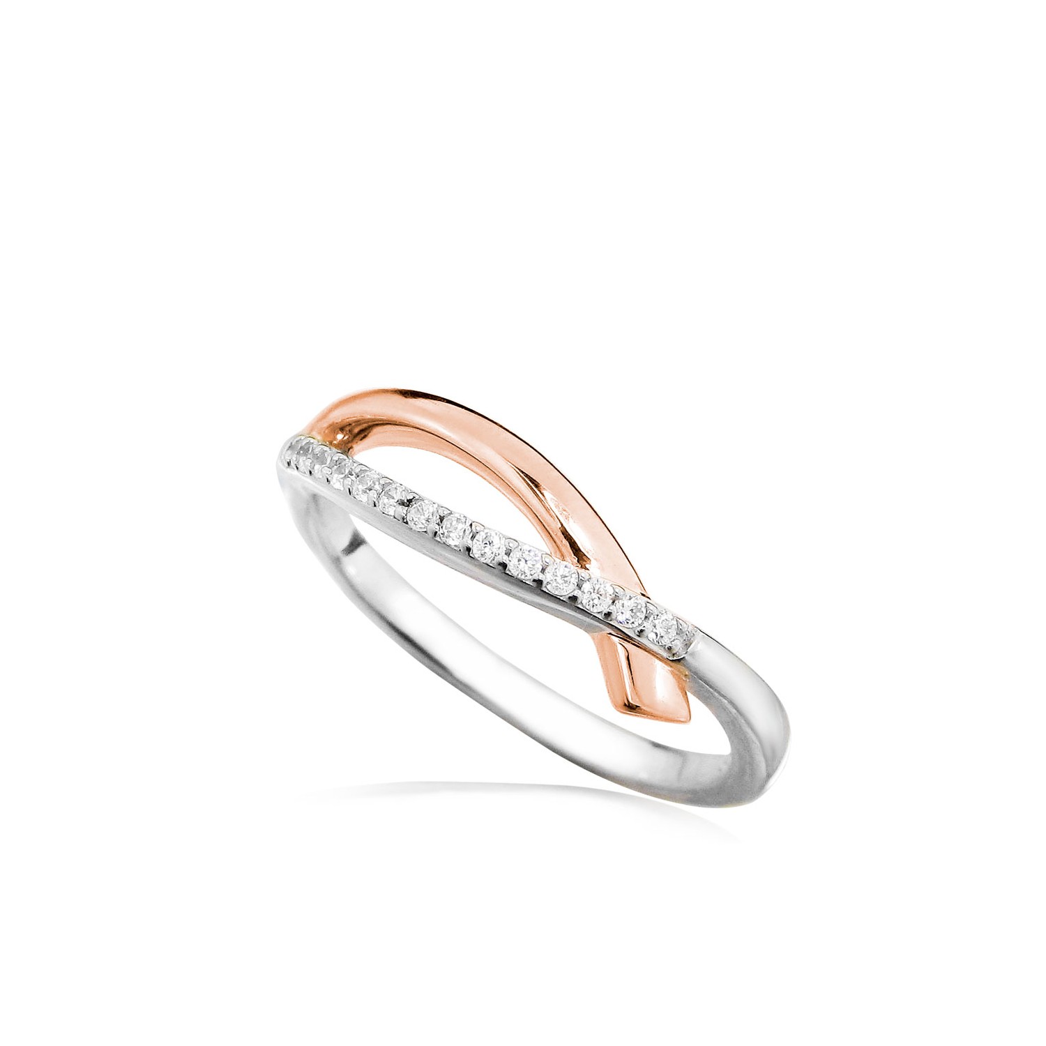 MOISS Moiss stříbrný prsten ADÉLA BICOLOR ROSE R0000917 Velikost 54 mm R0000918