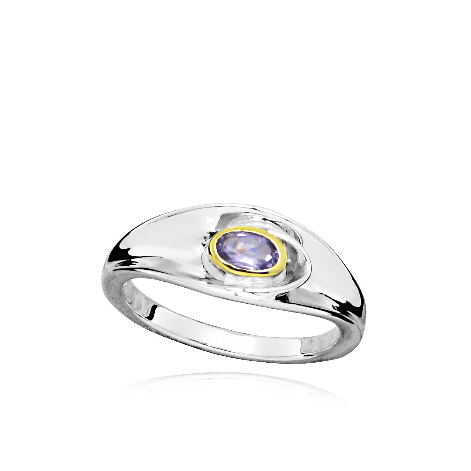 MOISS Moiss stříbrný prsten MARLEN BICOLOR GOLD s AMETYSTEM RG000120 Velikost 61 mm RG000124