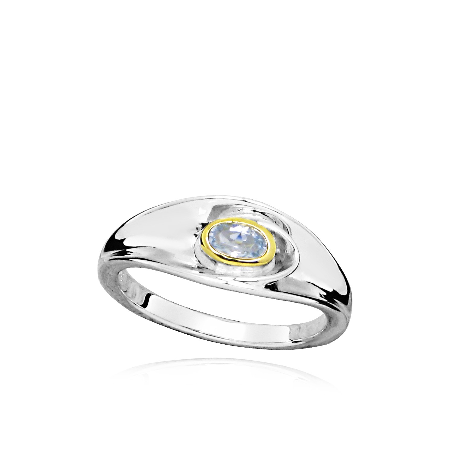MOISS Moiss stříbrný prsten MARLEN BICOLOR GOLD s MODRÝM TOPAZEM RG000125 Velikost 54 mm RG000126