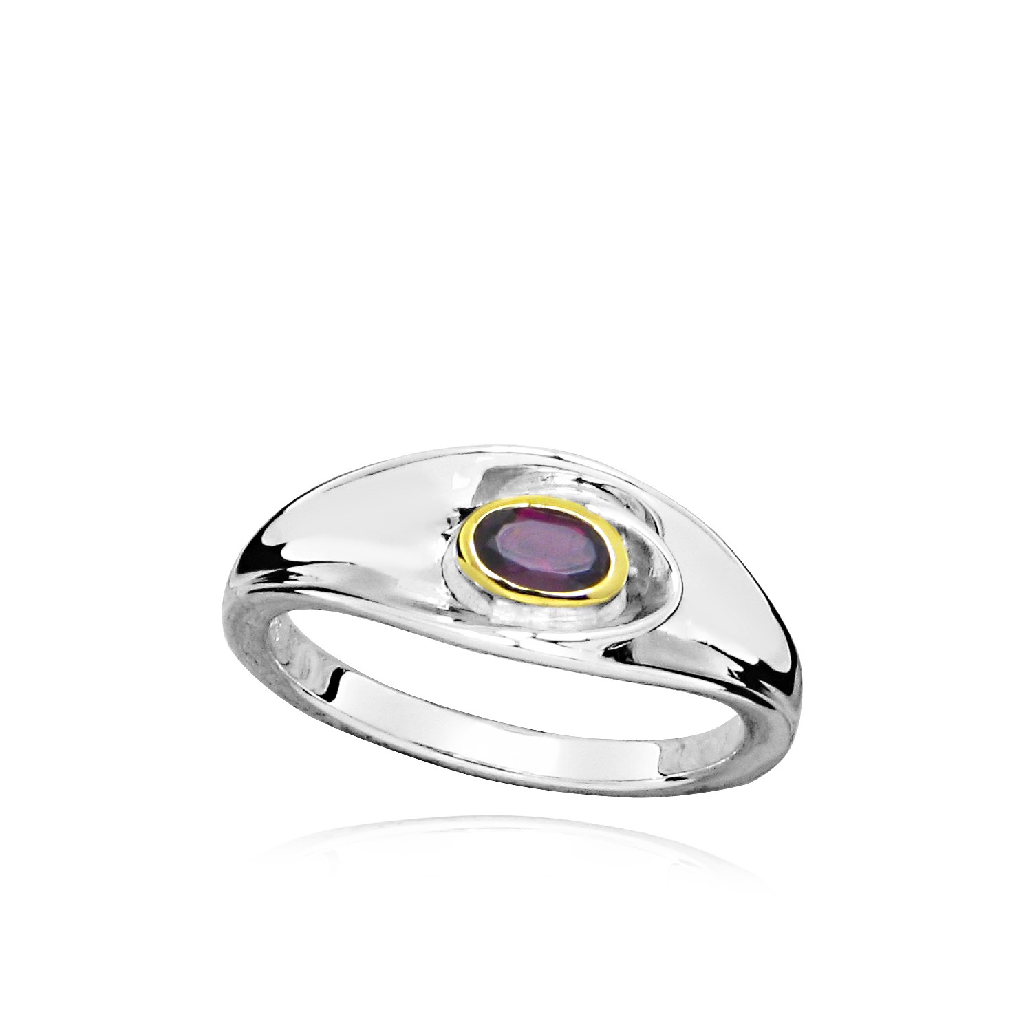MOISS Moiss stříbrný prsten MARLEN BICOLOR GOLD s GRANÁTEM RG000140 Velikost 61 mm RG000144