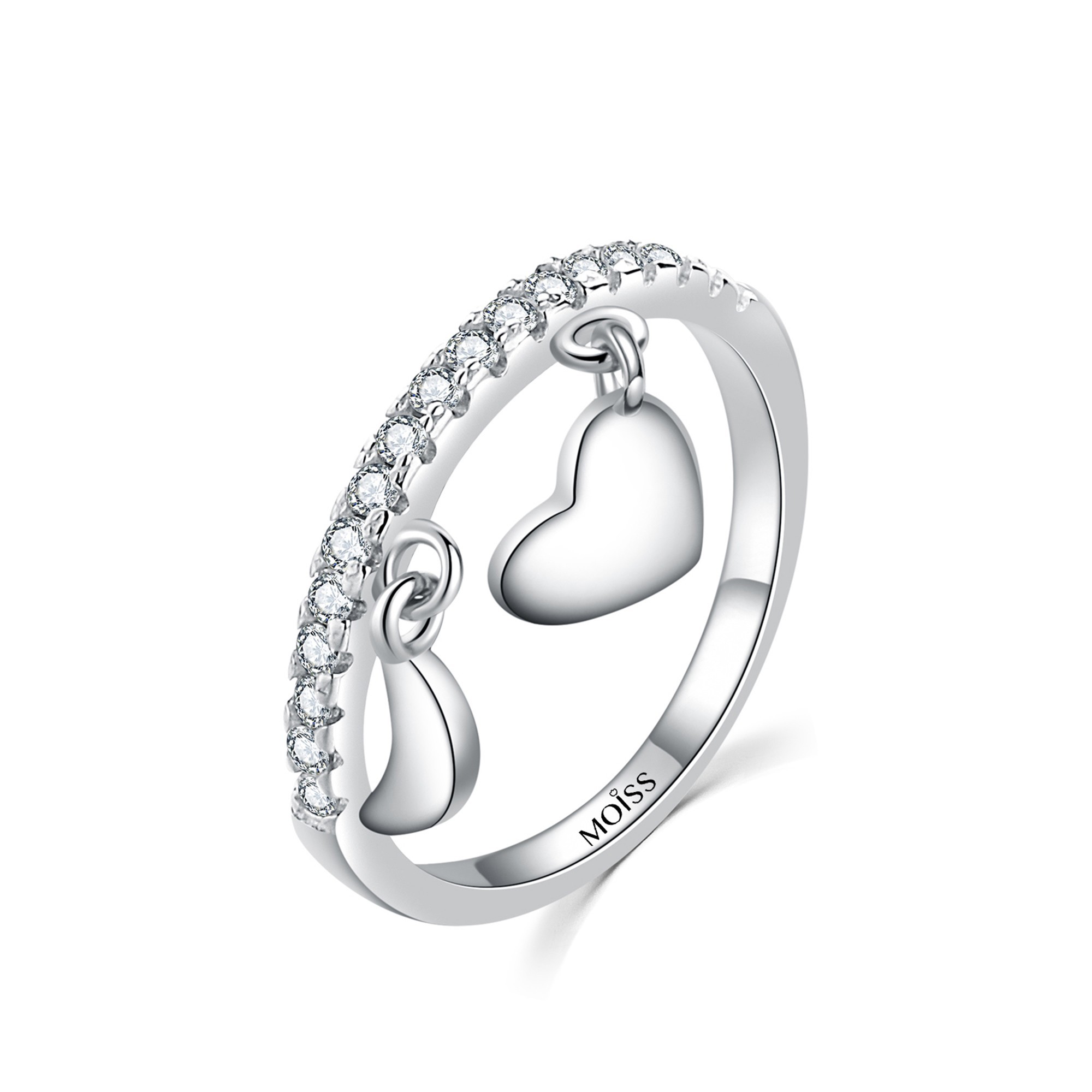 MOISS Moiss stříbrný prsten SRDCE DOUBLE R0001928 Velikost 58 mm R0001935