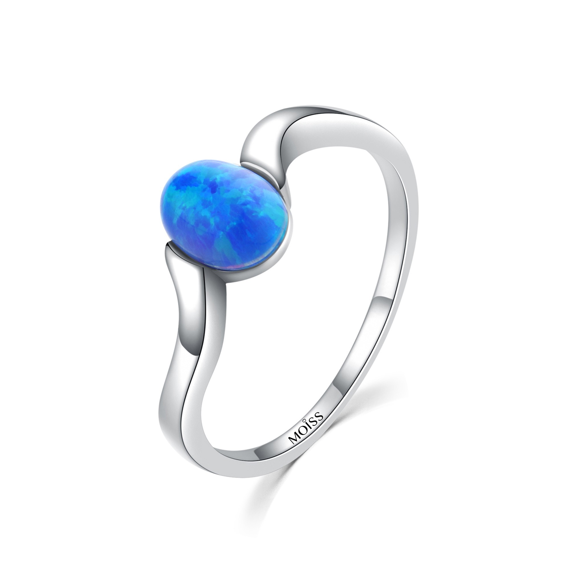 MOISS Moiss stříbrný prsten s tmavě modrým syntetickým OPÁLEM R0002000 Velikost 58 mm R0002003
