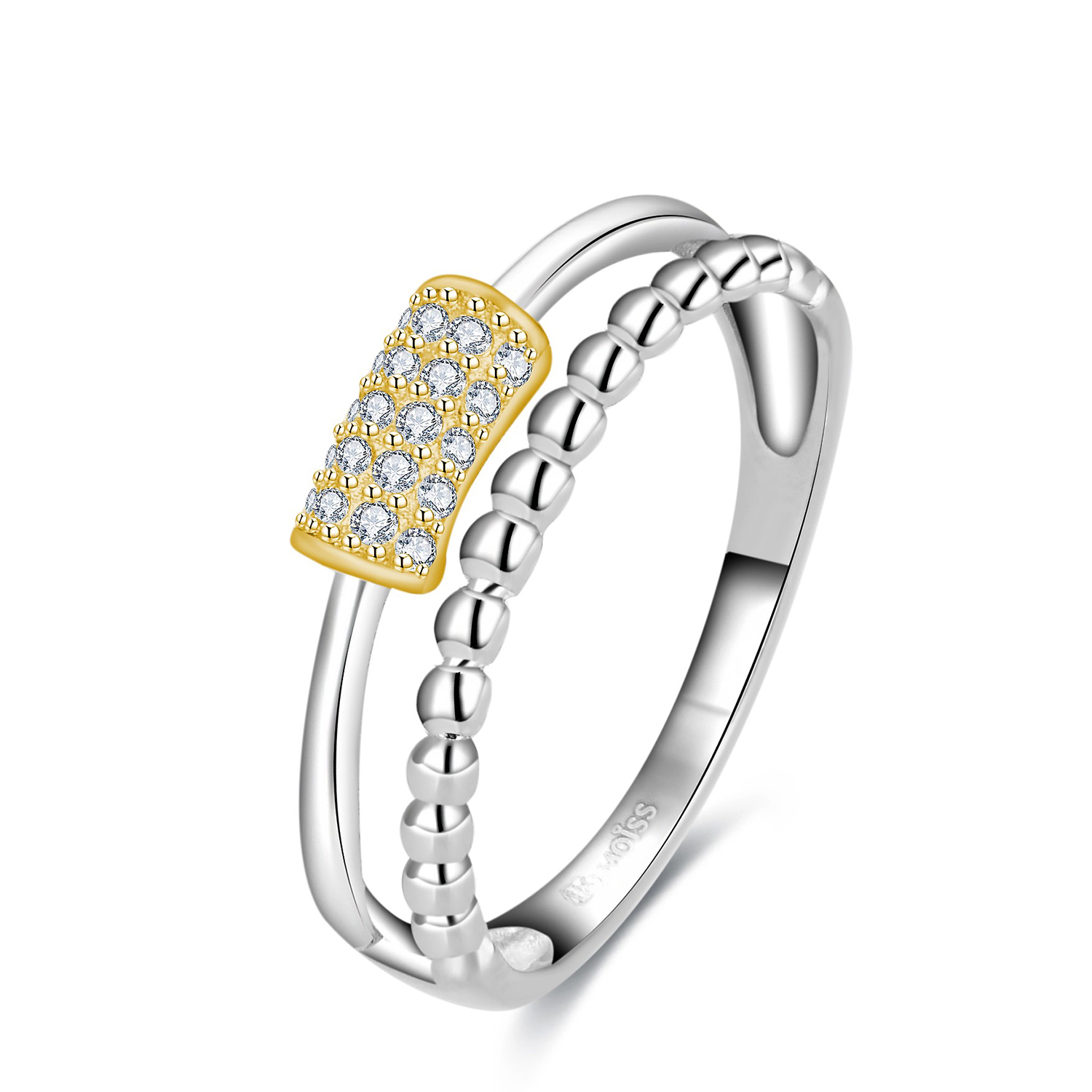 MOISS Moiss stříbrný prsten JOYCE BICOLOR GOLD R0002656 Velikost 58 mm R0002660