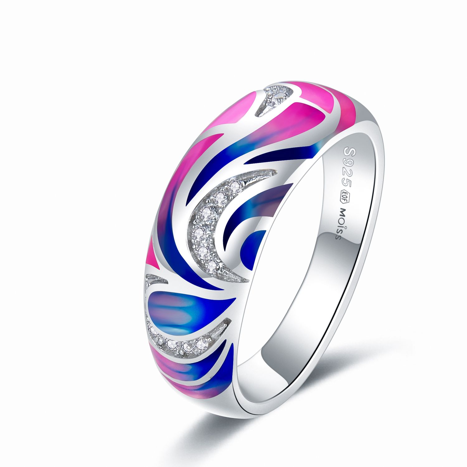 MOISS Moiss stříbrný prsten VIJA smalt R0001196 Velikost 61 mm R0001076